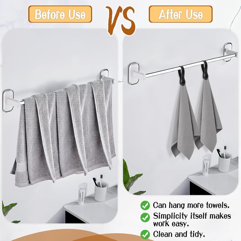 CODOHI 2PCS Genuine Leather Towel Clips for Kitchen, Magnetic Hand Clips, Towel Holder with Magnet for Rods and Racks, Bathroom Accessory (Black) - Image 4